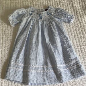 Blue and white seersucker Easter bunny dress